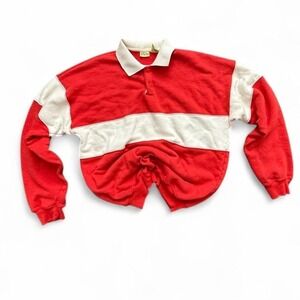 St. John's Bay – Vintage Rugby Pullover Sweatshirt Men's L Red White 90s